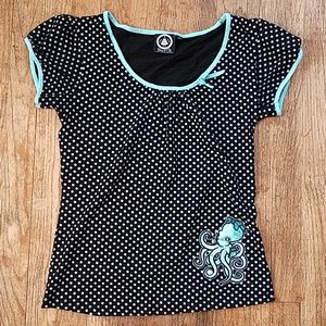 Modcloth top polka dot octopus XL